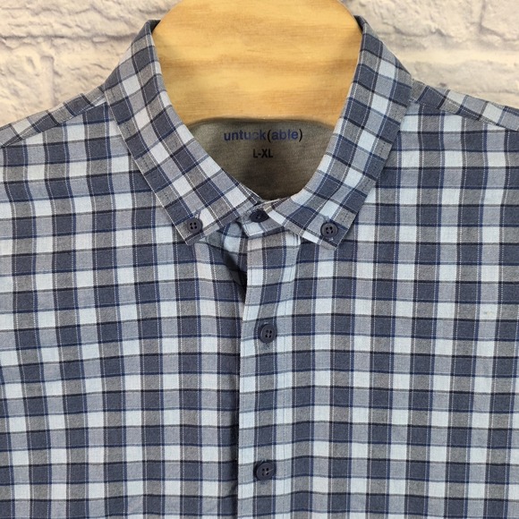 Twillory Other - Twillory Men Blue Plaid Button Up Untuckable Stretch Casual Shirt Size Large XL